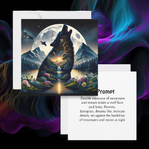 Wolf Místico Howling em Moon Surreal Ai Prompt