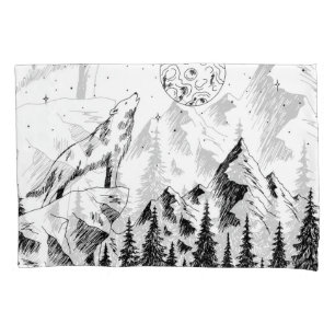 Wolf Moon: Montanhas Desenho Gráfico.