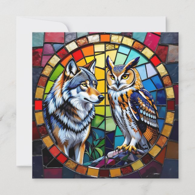 Wolf Mosaico e Arte Vibrante de Coruja (Frente)