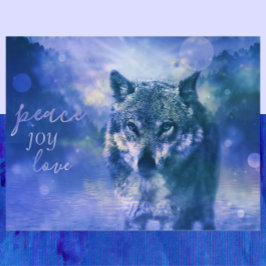 Wolf Peace Joy Love New Year Cartão