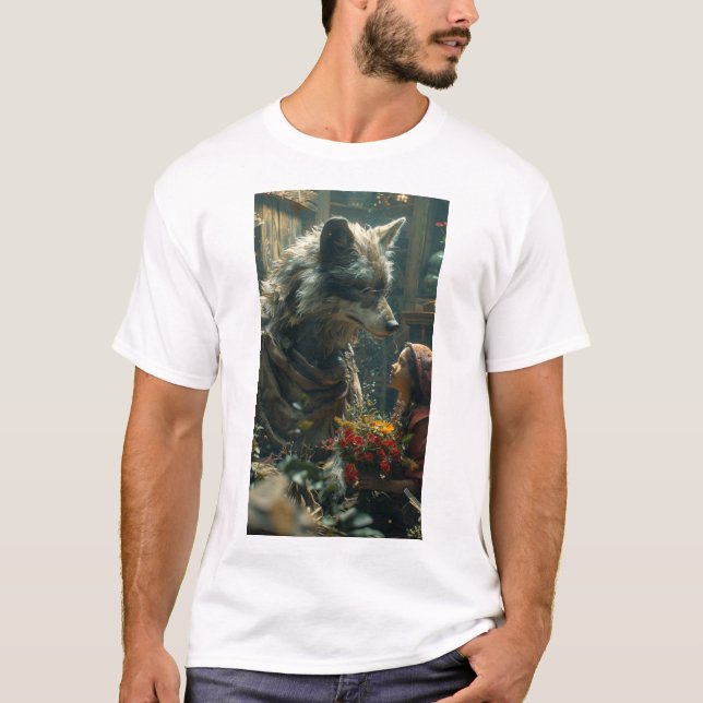 Wolf Realista Disguise Camisa Gráfica (Frente)