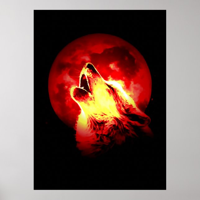 Wolf & Red Moon Poster (Frente)