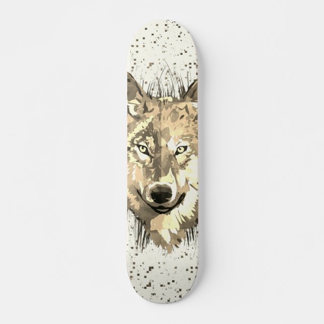 Wolf Skateboard Deck | Sepia Wolf Head (Frente)