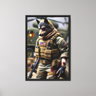 Wolf Soldier Warrior Framed Canvas Wall Art