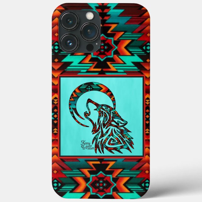 Wolf Tribal Howling Na capas de iphone Da Lua (Verso)