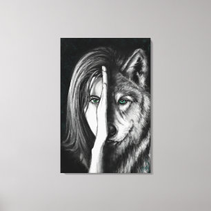 Wolf Woman - Emotion Canvas Print - Pintura