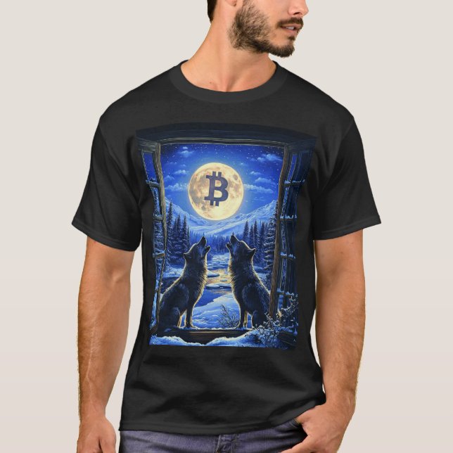 Wolves Howling em Bitmoney Moon T-Shirt (Frente)