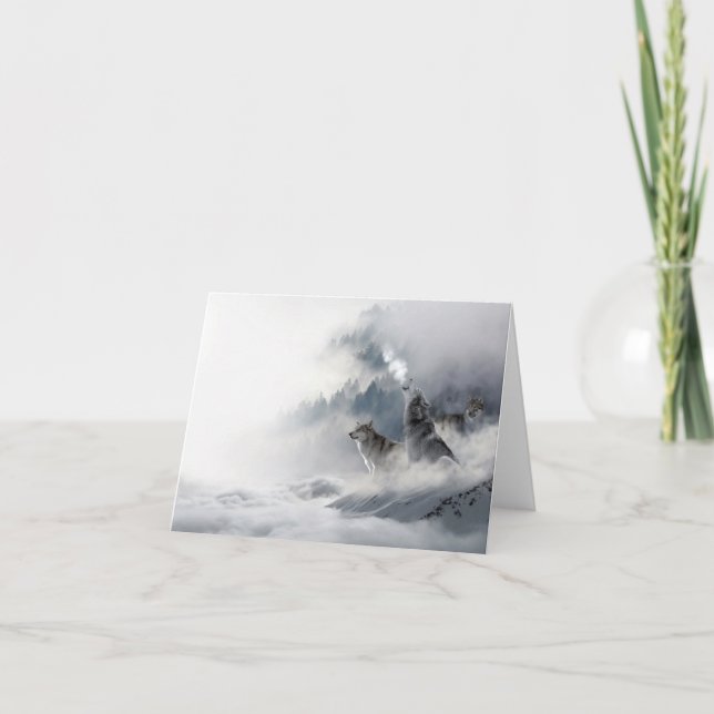 Wolves Howling no Vazio do Cartão Saudação de Inve (Frente)