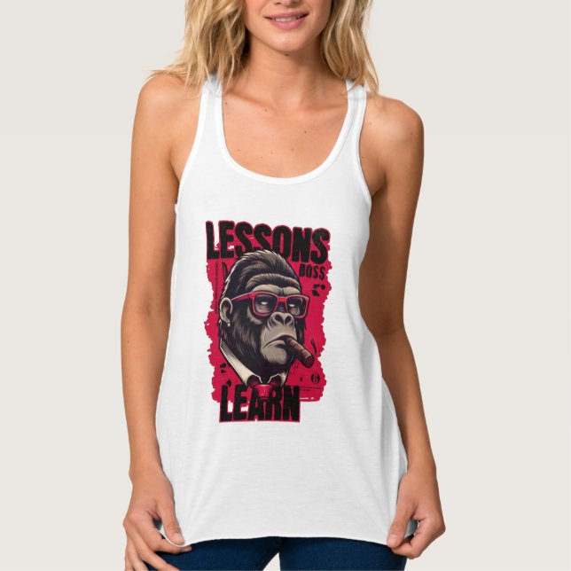Women Gorilla Boss Lessons Learn Tank Top  (Frente)