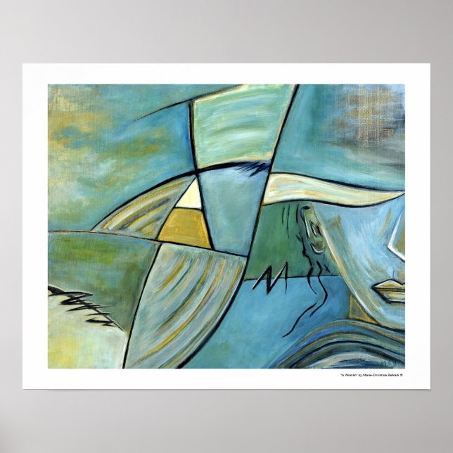 Women Portrait Posters Figure Blue Abstract Art (Frente)