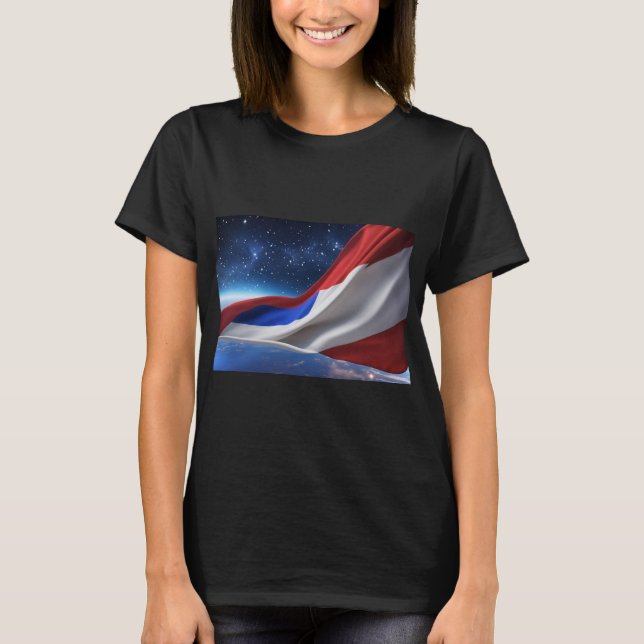 Women’s Basic T-Shirt with USA Flag Logo (Frente)