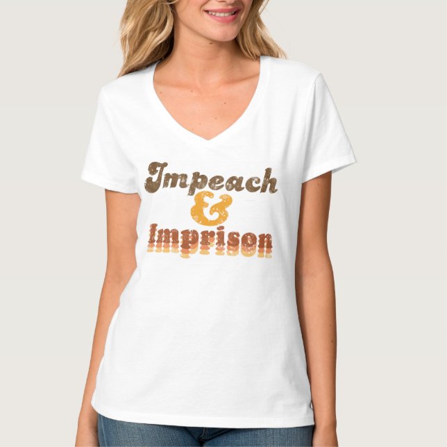 Women's Impeach & Imprison V-Neck T-Shirt (Frente)