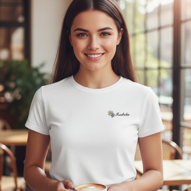 Women's Peach T-Shirt with Name - Minimalist (Criador carregado)