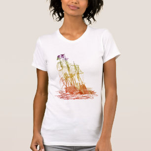 Womens Rainbow Pirate Ship T-Shirt