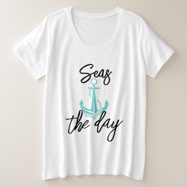 Women's Seas the Day Plus Size  T-Shirt (Frente do Design)