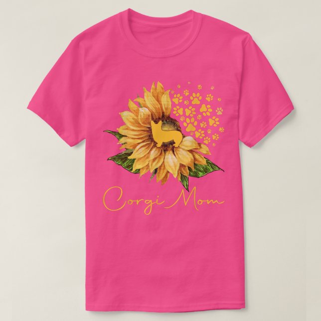 Womens Sunflower Corgi Mom Dog Lover T-Shirt (Frente do Design)