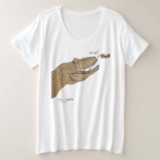 Womens T-shirt Allosaurus Boop Dinosaur Plus SIze  (Frente do Design)