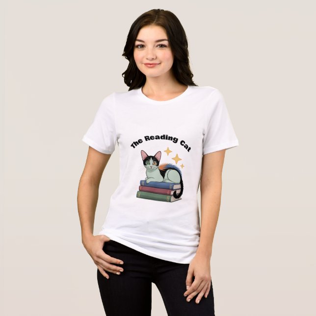 Women's T-shirt - The Reading Cat (Frente Completa)