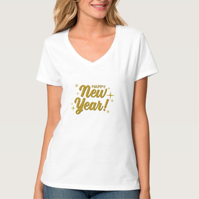 Women's white t-shirt - Happy New Year with an ele (Frente)