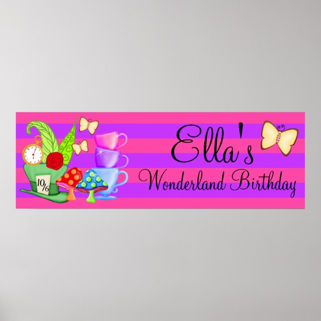 Wonderland Birthday Banner Poster (Frente)