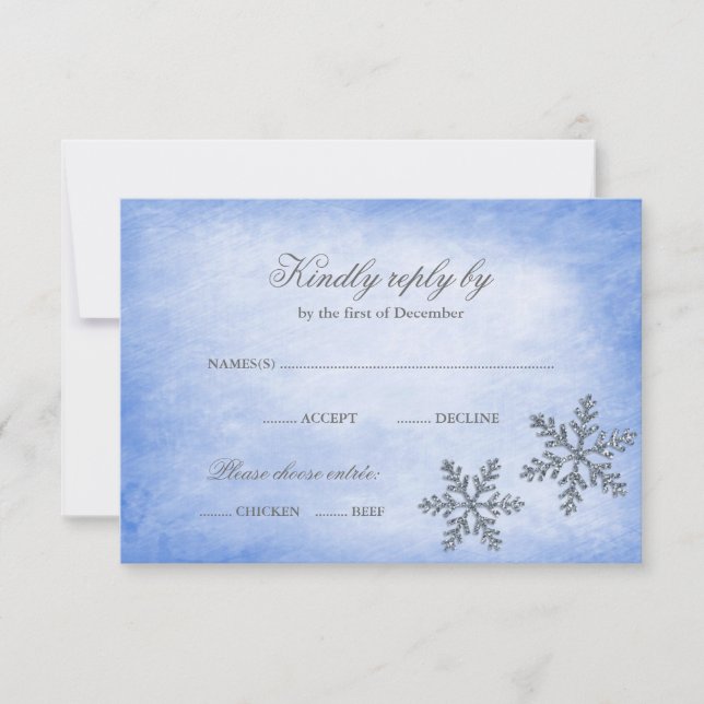 Wonderland Sparkle Snowflakes Blue RSVP (Frente)