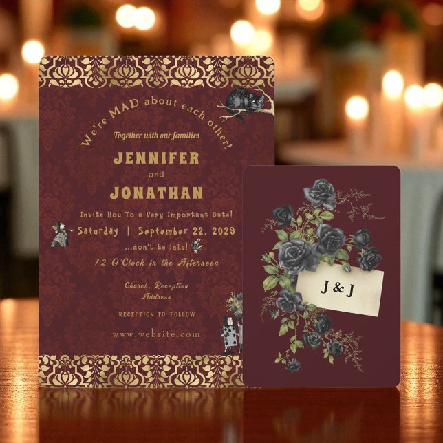 Wonderland Whimsy Dourado, Convite para Casamento  (Criador carregado)
