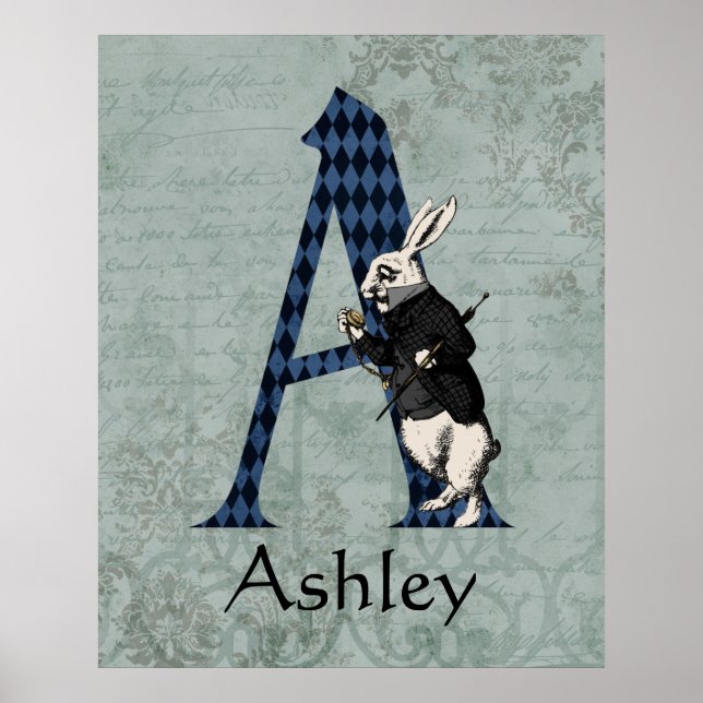 Wonderland White Rabbit - Letra A Poster (Frente)
