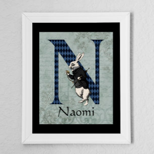 Wonderland White Rabbit - Letra N Poster