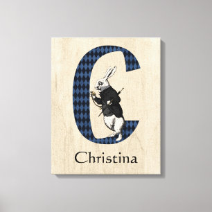 Wonderland White Rabbit Letter C Canvas Print