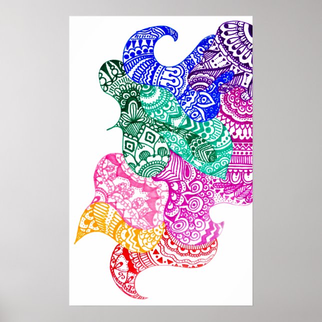 Wonky Rainbow Doodle Poster (Frente)