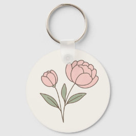 Wonky Zoo Peonies Chaveiro