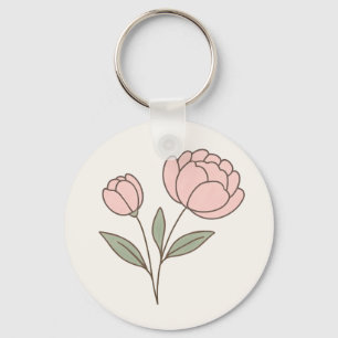 Wonky Zoo Peonies Chaveiro