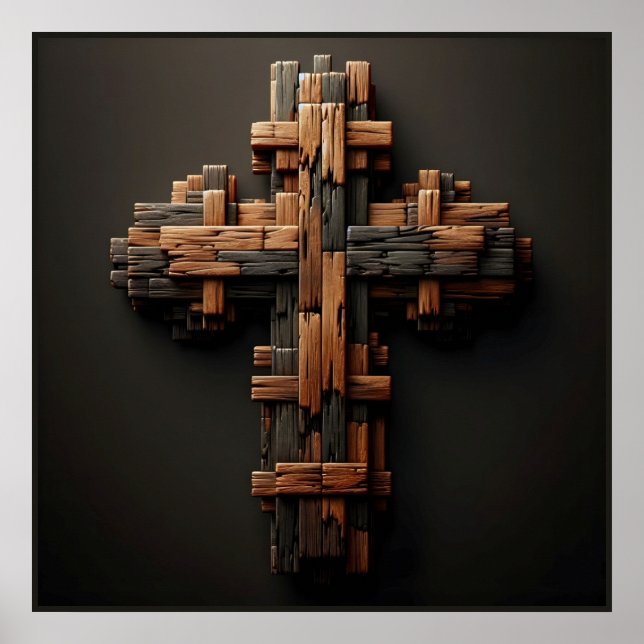 Wood Cross Art Poster (Frente)
