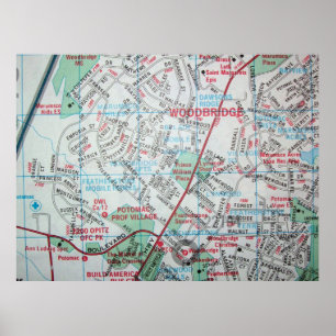 Woodbridge, poster do mapa do vintage do VA
