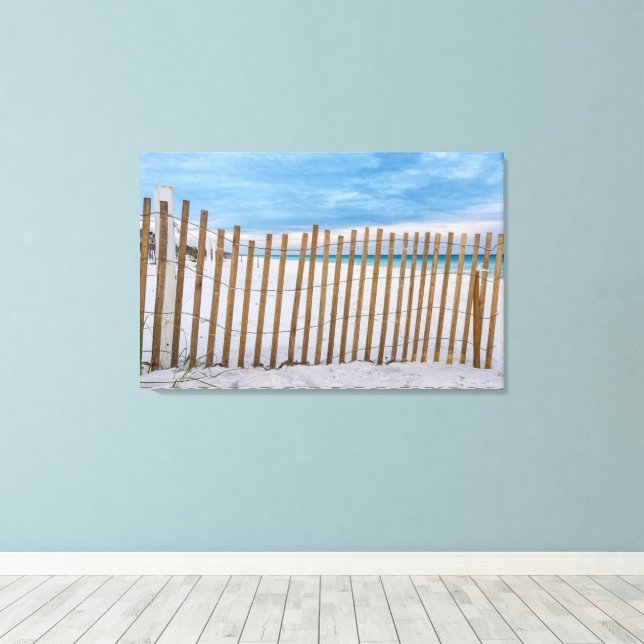 Wooden Beach Fence Sunrise Canvas (Insitu(piso de madeira))