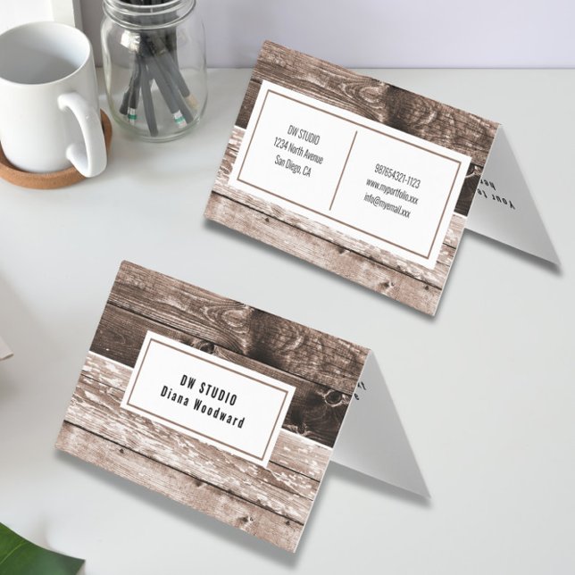 Wooden Brown Modern Cartão de visita (Criador carregado)