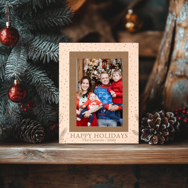 Wooden Feliz Feriado (Personalizable Happy Holiday Laser Engraved Wooden Frame)