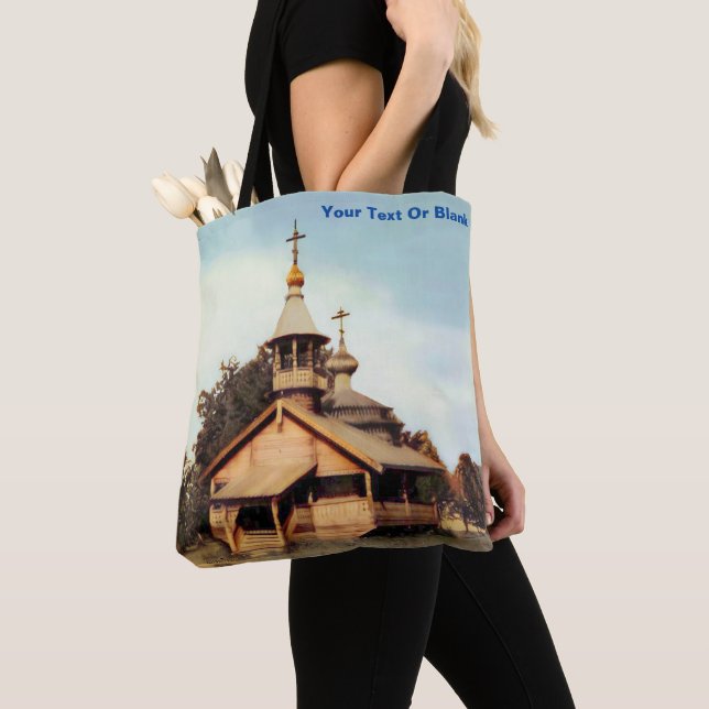 Wooden Russe Church Tote Bag (Close Up)