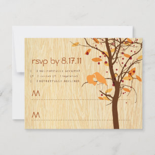 Woodgrain com Autumn Love Birds RSVP