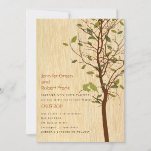 Woodgrão com Pássaros Apaixonados por Convite em