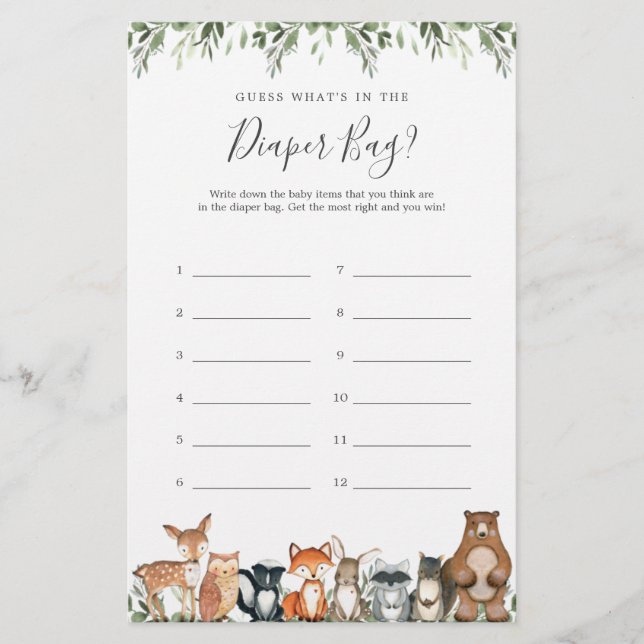 Woodland adivinha o que há no cartão da Fralda (Frente)