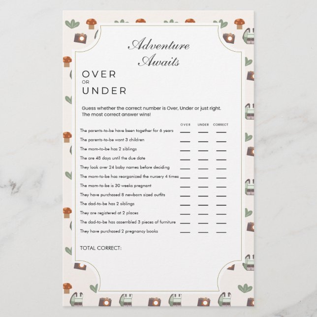 Woodland Adventure aguarda o jogo de Chá de fralda (Frente)