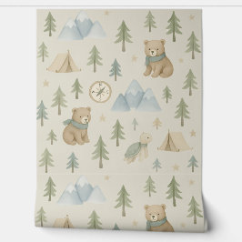 Woodland Adventure Boy Nursery Wallpaper Bears