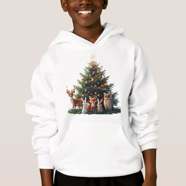 Woodland Amigos de Árvore de Natal Pullover Crianç (Frente)