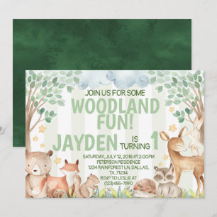 Woodland Animal Convite de aniversário Invite