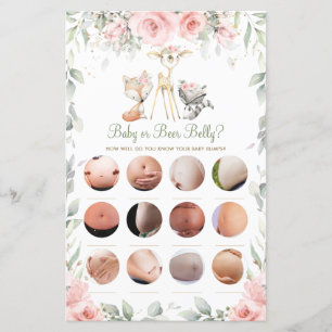 Woodland Animal Floral Baby ou Beer Belly Game