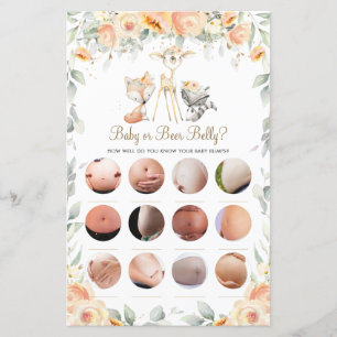 Woodland Animal Floral Baby ou Beer Belly Game