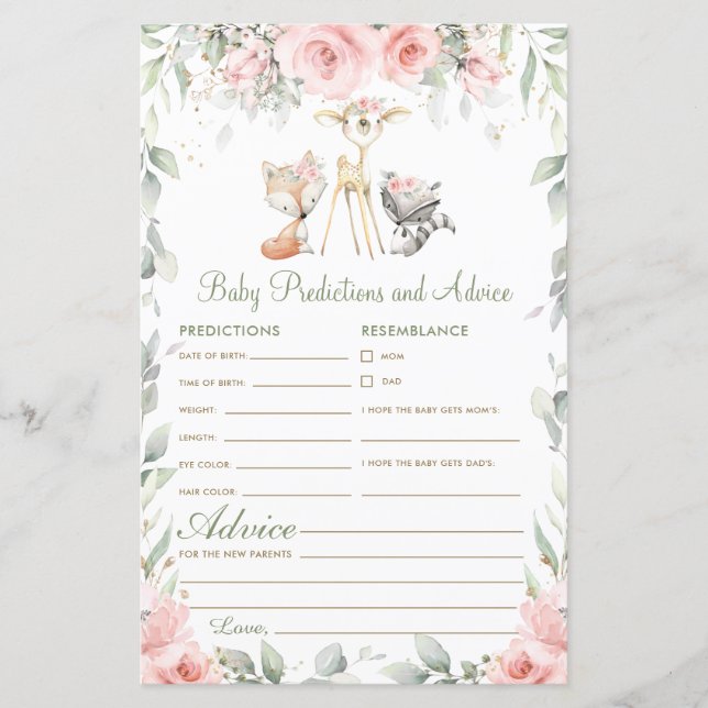 Woodland Animal Floral Baby Predictions and Advice (Frente)