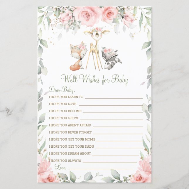 Woodland Animal Floral well Wish for Baby (Frente)