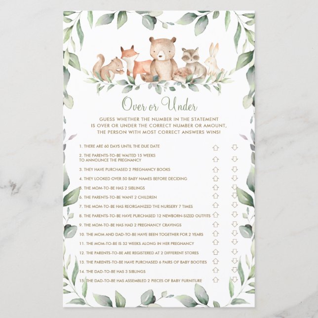 Woodland Animal Greenerescer Chá Sobre ou Sob Jogo (Frente)